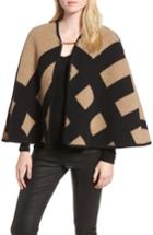 Women's Burberry Blanket Check Wool & Cashmere Poncho, Size - Brown
