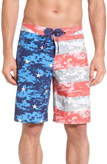 Men's Vineyard Vines Flag Print Board Shorts - White