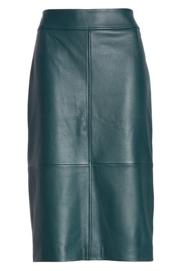 Women's Boss Selrita Lambskin Leather Pencil Skirt - Green