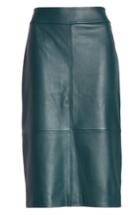 Women's Boss Selrita Lambskin Leather Pencil Skirt - Green