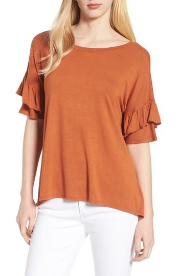 Women's Chelsea28 Ruffle Sleeve Tee, Size - Metallic