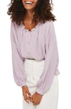 Women's Topshop Isobel Ruffle Neck Blouse Us (fits Like 0) - Purple