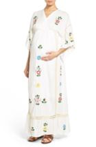 Women's Fillyboo 'bermain' Embroidered Maternity Kimono Maxi Dress - Ivory