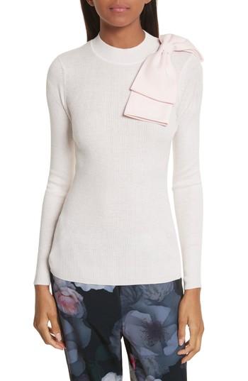 Women's Ted Baker London Nehru Bow Skinny Rib Knit Sweater - Pink