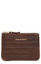 Men's Comme Des Garcons Embossed Leather Top Zip Pouch Wallet - Brown