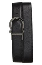 Men's Salvatore Ferragamo Reversible Leather Belt - Black/ Hickory
