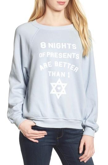 Women's Wildfox Eight Nights Of Presents Hanukkah Sweater - Blue