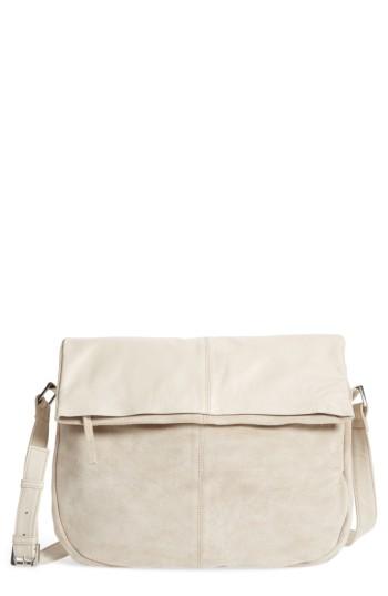 Topshop Sam Leather & Suede Shoulder Bag - Beige