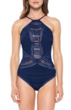 Women's Becca Prairie Rose Crochet One-piece Swimsuit - Blue