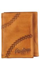 Men's Rawlings Line Drive Trifold Leather Wallet - Brown