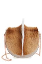 Ted Baker London Alisonn Leather & Genuine Springbok Fur Saddle Bag - Beige