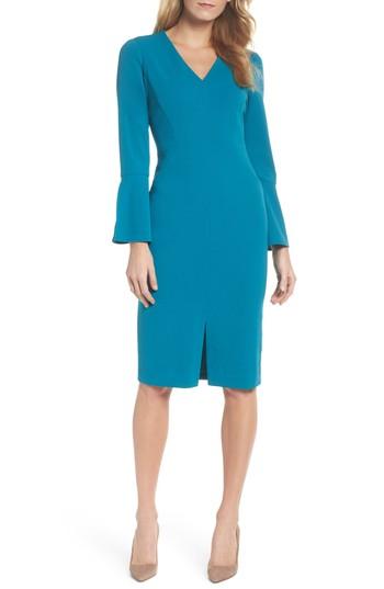 Women's Maggy London Bell Sleeve Sheath Dress - Blue