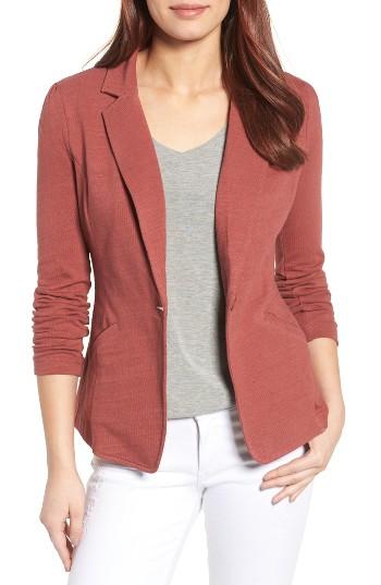 Petite Women's Caslon Knit One-button Blazer - Red
