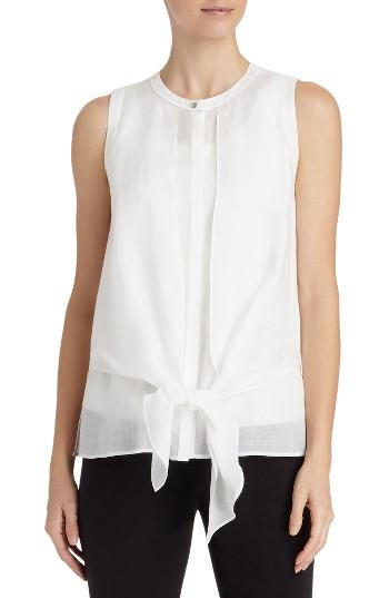 Women's Lafayette 148 New York Jennine Tie Front Blouse, Size - White