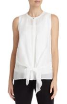 Women's Lafayette 148 New York Jennine Tie Front Blouse, Size - White