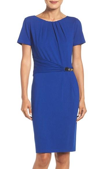 Petite Women's Ellen Tracy Stretch Sheath Dress P - Blue