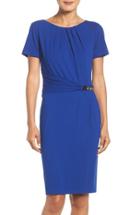 Petite Women's Ellen Tracy Stretch Sheath Dress P - Blue