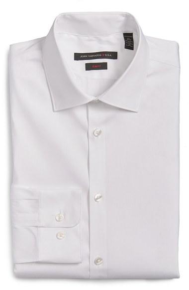 Men's John Varvatos Star Usa Slim Fit Solid Stretch Cotton Dress Shirt .5 R - White