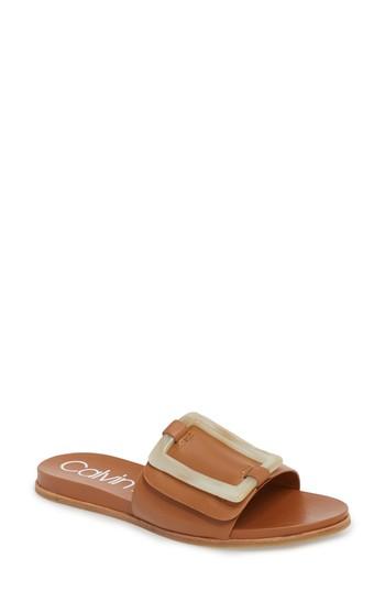 Women's Calvin Klein Patreece Slide Sandal M - Brown