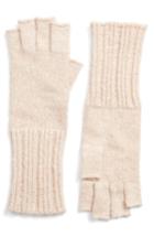 Women's Halogen Rib Knit Fingerless Gloves, Size - Pink