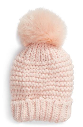 Women's Free People Skyline Faux Fur Pom Beanie - Pink