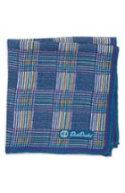 Men's David Donahue Plaid Wool & Silk Pocket Square, Size - Blue