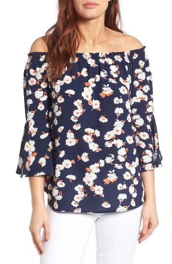 Women's Bobeau Bell Sleeve Off The Shoulder Blouse - Blue