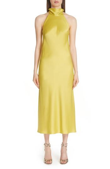 Women's Galvan Satin Halter Neck Dress Us / 38 Fr - Green