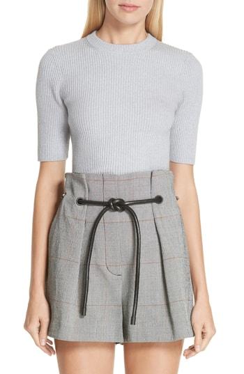 Women's 3.1 Phillip Lim Ribbed Short Sleeve Sweater - Grey