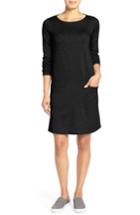 Petite Women's Eileen Fisher Bateau Neck Shift Dress P - Black
