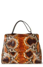 Orciani Naponos Genuine Python Tote - Orange