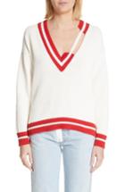 Women's Off-white Oversized Distressed Tennis Sweater Us / 38 It - Ivory