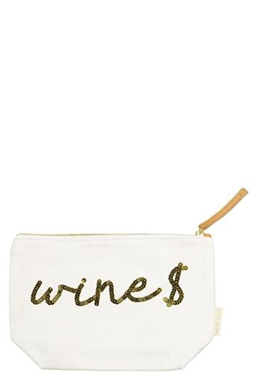 Bow & Drape 'wine Money' Zip Canvas Pouch