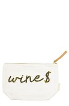 Bow & Drape 'wine Money' Zip Canvas Pouch