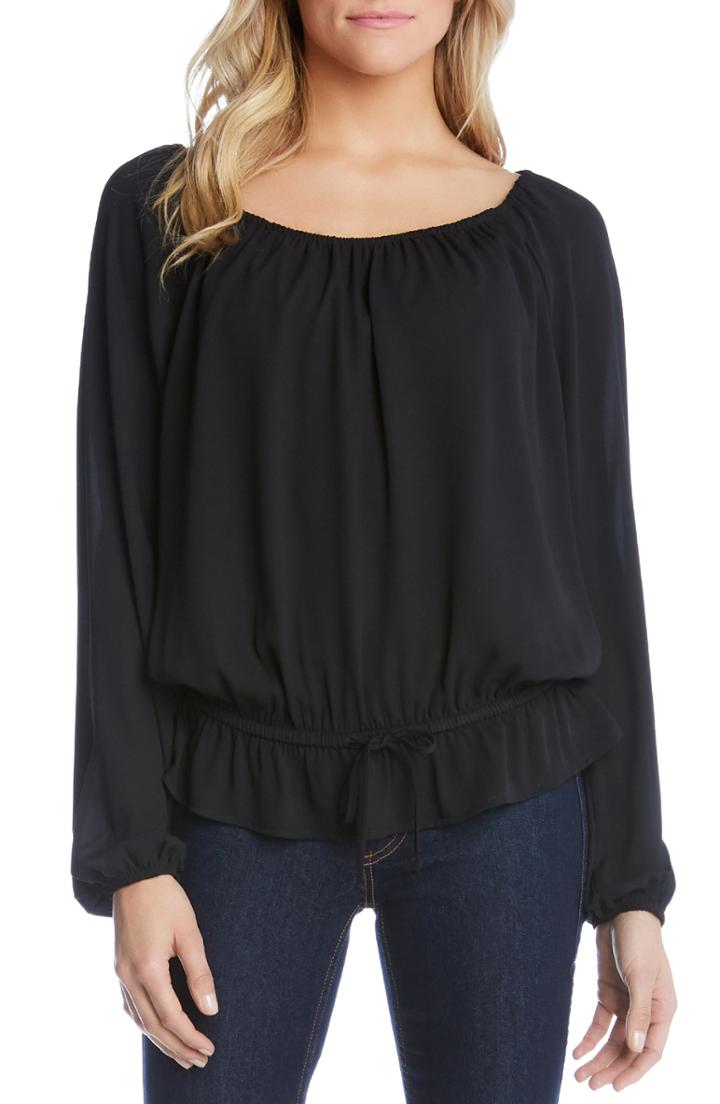 Women's Karen Kane Ruffle Hem Tie Top - Black