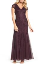 Women's Adrianna Papell Grid Floral Beaded Mesh Gown