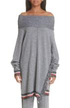 Women's Stella Mccartney Fringe Detail Off The Shoulder Wool & Silk Blend Sweater Us / 38 It - Black