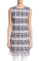 Women's St. John Collection Anna Plaid Tweed Tunic, Size - Grey