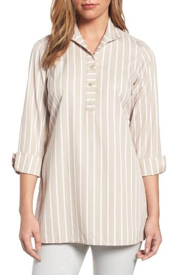 Women's Foxcroft Dani Button Back Tunic Shirt - Brown