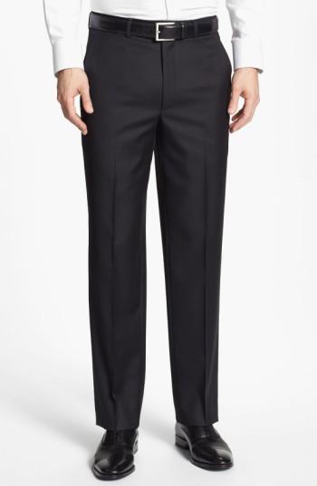 Men's Santorelli Luxury Flat Front Wool Trousers