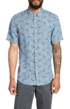 Men's Good Man Brand Tokyo Slim Fit Floral Short Sleeve Sport Shirt, Size - Blue