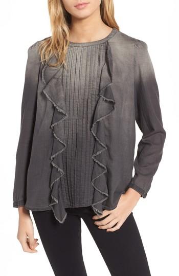 Women's Ag Aileen Ruffle Denim Blouse - Grey