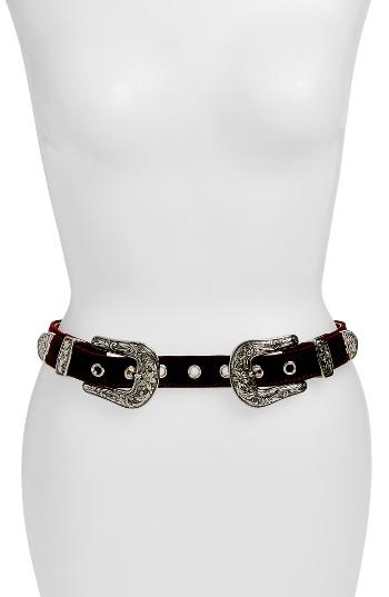 Women's B-low The Belt Baby Bri Bri Velvet Hip Belt - Burgundy/ Silver