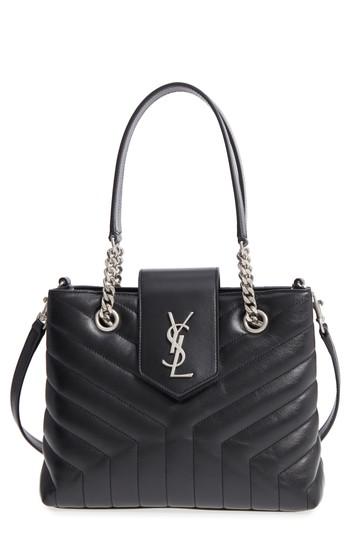 Saint Laurent Small Lou Lou Matelasse Calfskin Leather Shopping Tote - Black