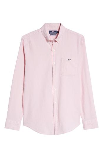 Men's Vineyard Vines Garment Dyed Oxford Slim Stretch Tucker Sport Shirt - Pink