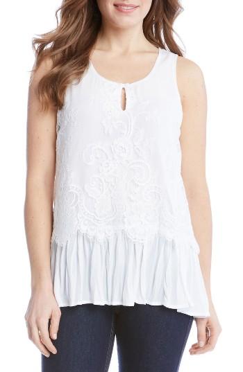 Women's Karen Kane Lace Overlay Tank - White