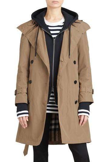 Women's Burberry Amberford Taffeta Trench Coat With Detachable Hood Us / 38 It - Beige