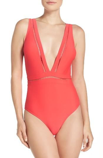 Women's Ted Baker London Plunge One Piece Swimsuit - Orange