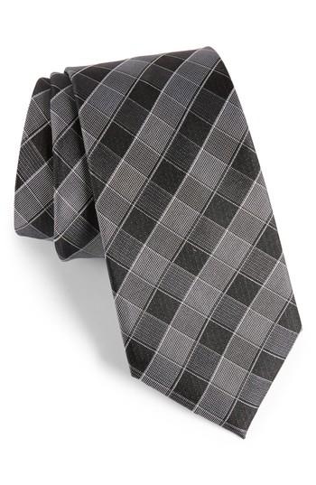 Men's Calibrate Cobbin Plaid Silk Tie, Size - Black