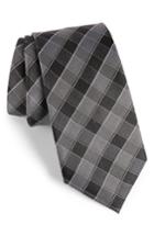 Men's Calibrate Cobbin Plaid Silk Tie, Size - Black